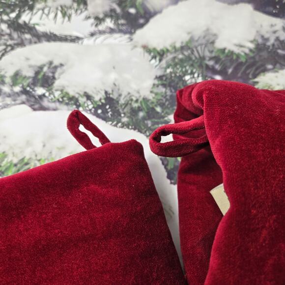 Pair Pottery Barn Christmas Stocking Dark Red Quilted Channel Velvet Medium 2015 - Picture 11 of 13